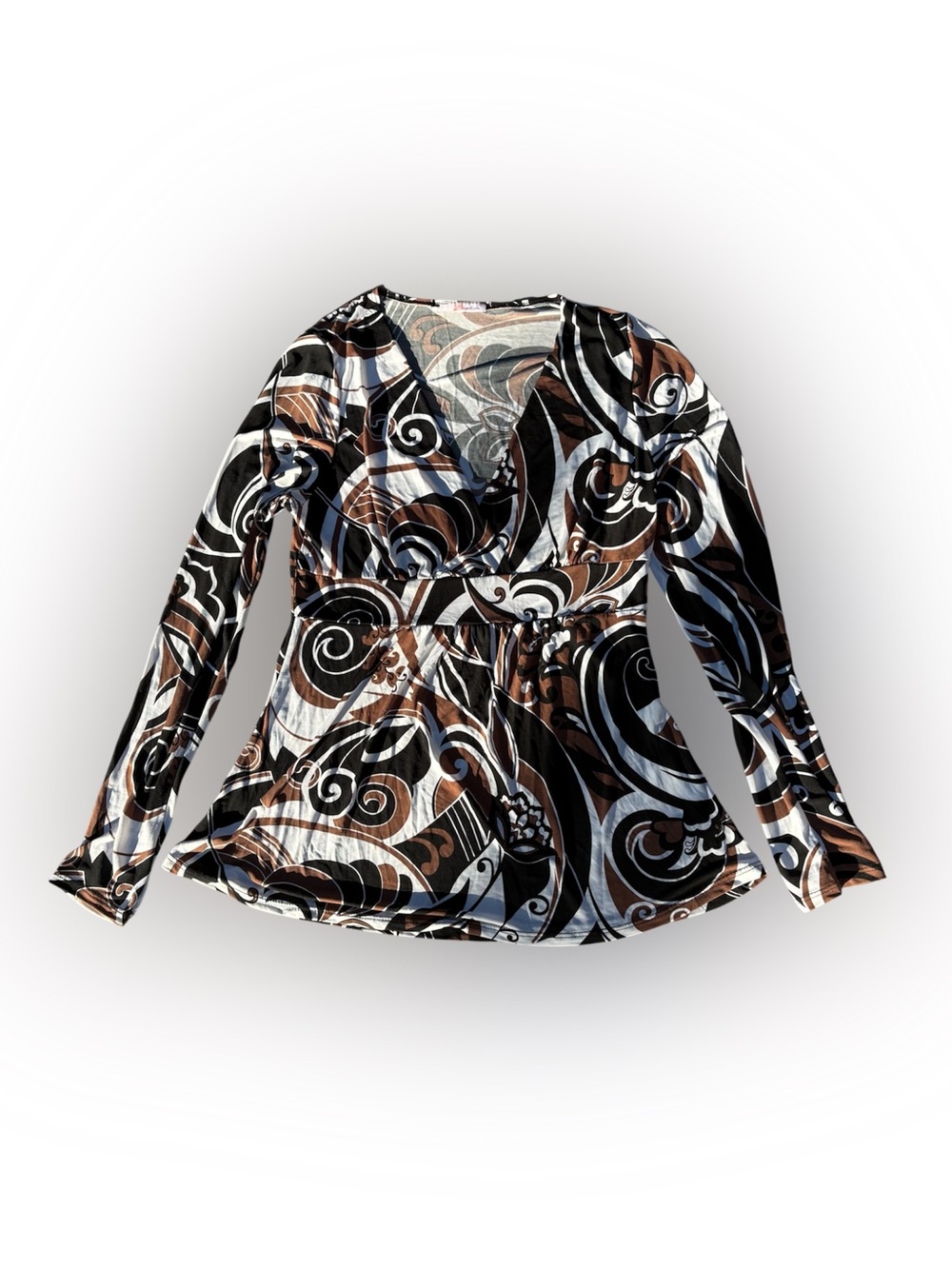 Lipstick Y2K V-Neck Blouse Swirl Print Abstract
